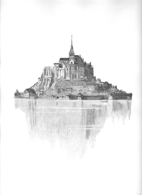 Le Mont Saint-Michel vu par un architecte, gravure