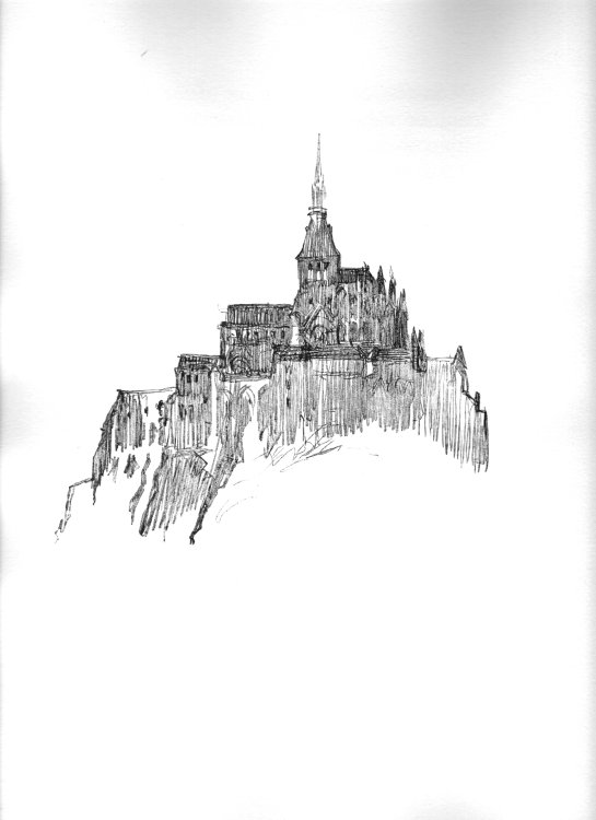 Le Mont Saint-Michel vu par un architecte, gravure