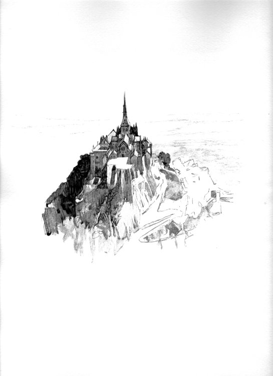 Le Mont Saint-Michel vu par un architecte, gravure