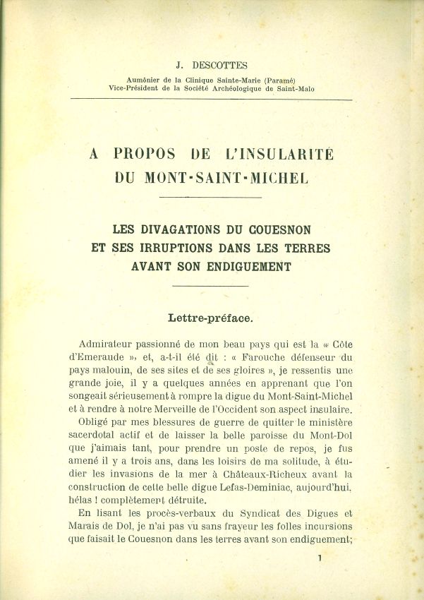 La question de l'insularit du Mont Saint-Michel