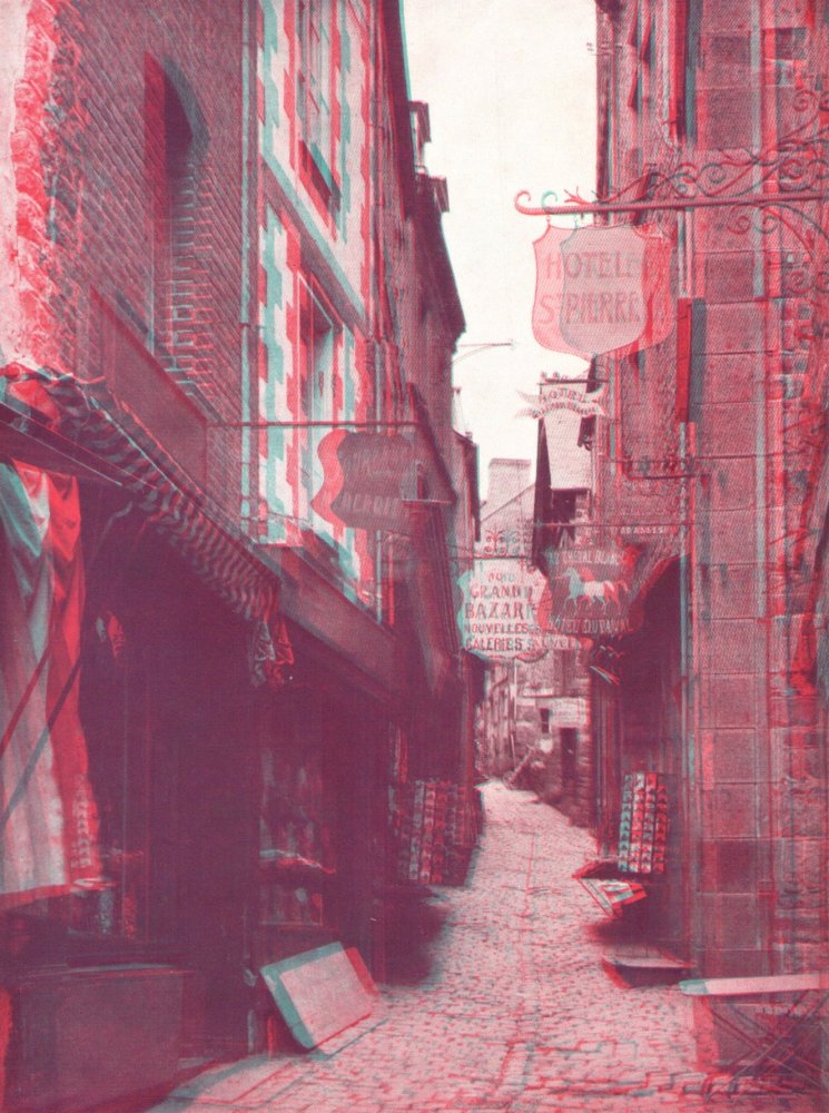 L'unique rue de la ville en relief par les anaglyphes de 1938