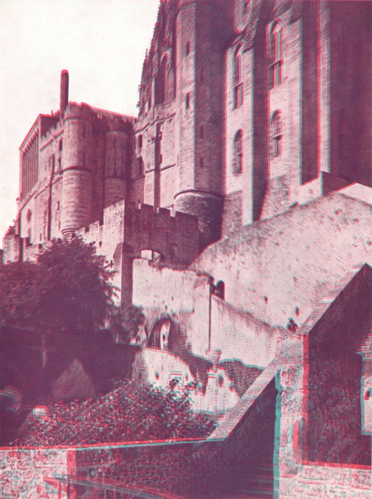 Le chatetet, les batiments abbatiaux en relief par les anaglyphes de 1938