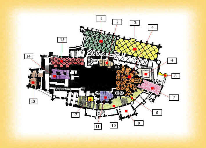 Plan de l'abbaye du Mont Saint Michel niveau de la salle des Chevaliers