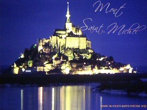 Wallpaper du Mont Saint-Michel la nuit avec reflets sur le Couesnon